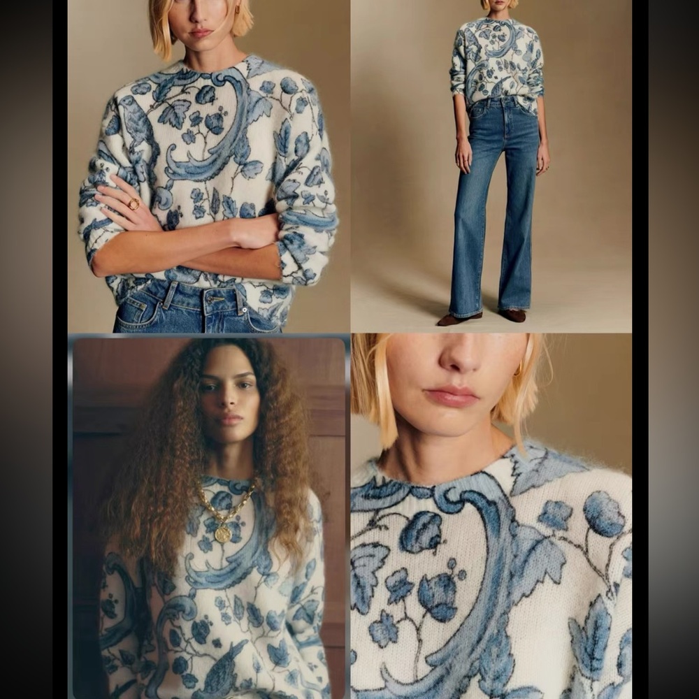 Sezane x Antoinette Poisson Thibault Blue Bird Floral, XS S M L